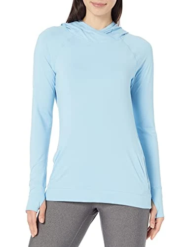 Women's Brushed Tech Stretch Popover Hoodie (Available in Plus Size), Powder Blue, XL