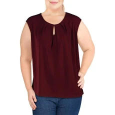 Womens Burgundy Ruched Cap Sleeve Keyhole Top Plus UK Size:24