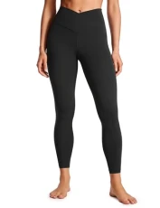 Womens Butterluxe Cross Waist 25'' Workout Leggings - V Cross High Waisted Gym Leggings Yoga Soft Leggings Black 12