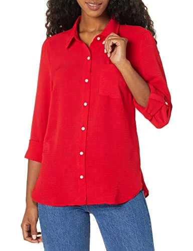 Women's Button-Down Shirts, Casual Tops, Scarlet, M