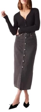 Women's Button Midi Skirt, Can We Pretend, 34W
