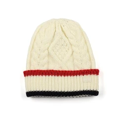 Women's Cable with Stripe Cuff Hat, Ecru Multi, One Size Women's Cable with Stripe Cuff Hat, Ecru Multi, One Size