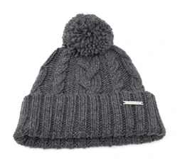 Womens Cableknit Pom Pom Cuffed Beanie (Derby Grey) Womens Cableknit Pom Pom Cuffed Beanie (Derby Grey)
