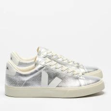 Womens Campo Chrome-Free Leather Trainers - Silver