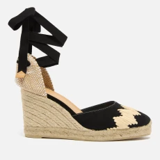 Womens Cande Suede Espadrilles Wedge Sandals - Black