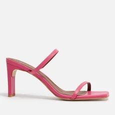 Womens Cannes Leather Heeled Mules - UK - Pink