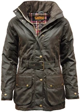 Womens Cantrell Antique Waxed Cotton Jacket with Lightly Padded Tartan Lining (XXL, Brown) Womens Cantrell Antique Waxed Cotton Jacket with Lightly Padded Tartan Lining (XXL, Brown)