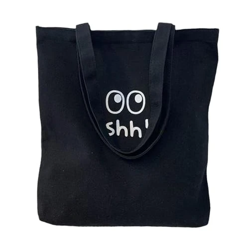 Womens Canvas Shoulder Bag Handbag Fashion Trendy Tote Bag Purse for Party Travel Work Shopping, Valentine's Day Gifts, Black with Zipper