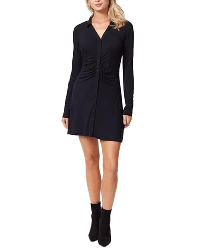 Women's Cara Ruched Polo Shirtdress (Charcoal, X-Large), Charcoal, XL