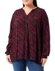 Women's Carashild Life LS V-neck top Aop Long sleeve blouse, red, 24