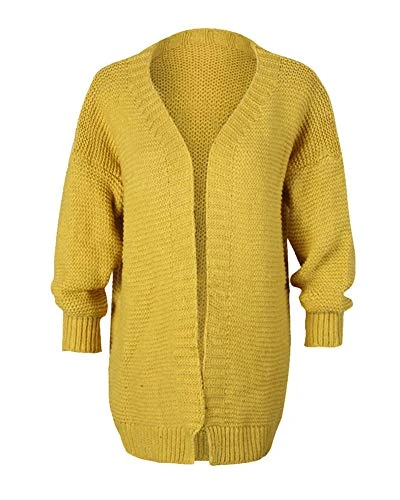 Women's Cardigan Leisure Slim Simple and Comfortable Wild Knitted Sweaters Long Sleeve Coat Yellow