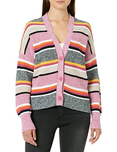 Women's Cardigan M/L 1093E600R Long Sleeve, Colored Stripes 901, S