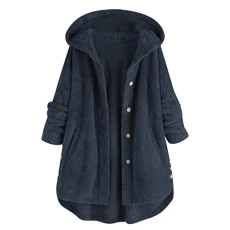 Women's Cardigans Double-Faced Fleece Soft Long Coat Solid Color Plush Hooded Jackets Casual Thermal Hoodies For Women Uk Pajamas Womens Nightwear Warm Long Sleeve Sleepwear Nightgown