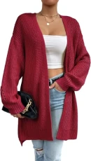 Women's Cardigans Knit Long Cardigans Chunky Knit Casual Cardigan Ladies V Neck Ribbed Knit Outerwear Knit Sweaters Red L Women's Cardigans Knit Long Cardigans Chunky Knit Casual Cardigan Ladies V Neck Ribbed Knit Outerwear Knit Sweaters Red L