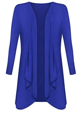 Women's Cardigans Plus Size Hanky Hem Long Sleeve Waterfall Womens Cardigan Royal Blue 12-14 Women's Cardigans Plus Size Hanky Hem Long Sleeve Waterfall Womens Cardigan Royal Blue 12-14