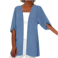Women's Cardigans Plus Size Longline Cardigans for Women UK Summer Elegant Chiffon Cardigan Half Sleeve Jackets Casual Loose Open Front Cardigan Dusters Coat Size 8-22