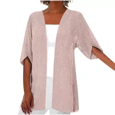 Women's Cardigans Plus Size Longline Cardigans for Women UK Summer Elegant Chiffon Cardigan Half Sleeve Jackets Casual Loose Open Front Cardigan Dusters Coat Size 8-22