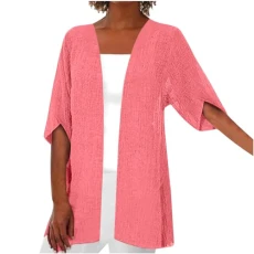 Women's Cardigans Plus Size Longline Cardigans for Women UK Summer Elegant Chiffon Cardigan Half Sleeve Jackets Casual Loose Open Front Cardigan Dusters Coat Size 8-22