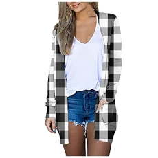 Women's Cardigans Summer Lightweight Casual Cardigans for Women Uk Plus Size Ladies Cardigan with Pocket Open Front Long Sleeve Cardigans (02-Grey,4XL)