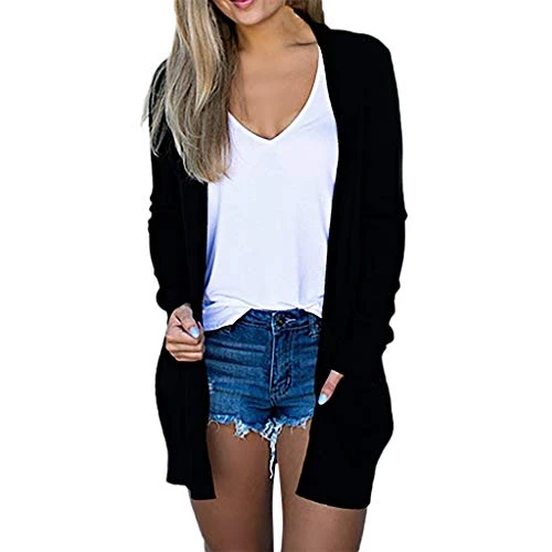 Women's Cardigans with Pockets Lightweight Soft Open Front Long Sleeve Cardigans Elegant Versatile L