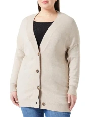 Women's Caresly Ls Button Cardigan KNT Noos Sweater, Mocha Meringue/Detail: Melange, 20/22
