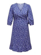 Women's Carlivia 3/4 Wrap Midi Dress WVN Noos, Dazzling Blue/AOP: sira Grafic, 28 UK