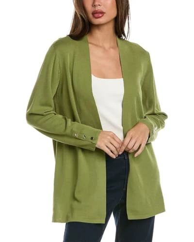 Women's Carmel SELF Edge Kissing Front Cardigan, Avocado/Violetta