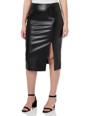 Women's Carmia Faux Leather Long Skirt OTW, Black, 24