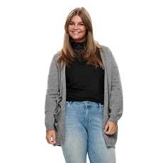 Women's Carstone L/s Long Cardigan Ess, Grey (Medium Grey Melange Medium Grey Melange), Large (Size: L-50/52)