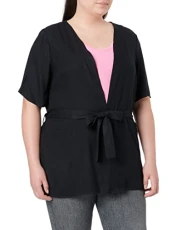 Women's CARTHILDA Life 2/4 Cardigan Solid WVN Sweater, Black, 52