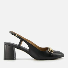 Womens Cassie Snaffle-Trim Leather Sling Backs - Black