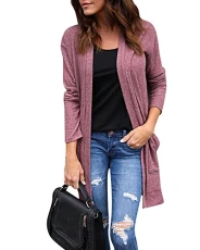 Women's Casual Drape Open Long Sleeve Tunic Tops Waterfall Cardigan Outwear with Pocket Pink UK 10 Women's Casual Drape Open Long Sleeve Tunic Tops Waterfall Cardigan Outwear with Pocket Pink UK 10