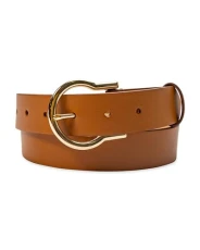 Women's Casual Everyday Hinged Buckle Belt, Tan, S