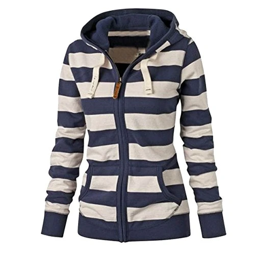 Women's Casual Full-zip Eco Thermal/Plain/Fleece Jacket Hoodie Blue Small