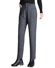Womens Casual Harem Pants Tartan Check Cigarette Trouser Stretch Tapered Pants Light Grey XL Womens Casual Harem Pants Tartan Check Cigarette Trouser Stretch Tapered Pants Light Grey XL