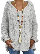 Women's Casual Jumpers Knitted Sweater with Hooded Batwing Sleeve V Neck Chunky Solid Color Baggy Sweaters Long Sleeve Loose Pullover Blouse T-Shirt Tops Grey 3XL Women's Casual Jumpers Knitted Sweater with Hooded Batwing Sleeve V Neck Chunky Solid Color Baggy Sweaters Long Sleeve Loose Pullover Blouse T-Shirt Tops Grey 3XL
