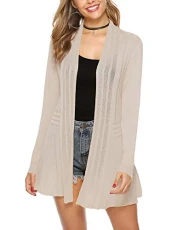 Womens Casual Knitted Long Sleeve Lightweight Open Front Cardigan Sweater - - Small Womens Casual Knitted Long Sleeve Lightweight Open Front Cardigan Sweater - - Small