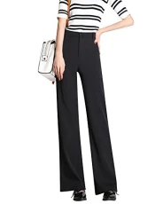 Women's Casual Loose Straight Wide Leg Pants Solid Color Slim Fit High Waist Trousers Black XL Women's Casual Loose Straight Wide Leg Pants Solid Color Slim Fit High Waist Trousers Black XL