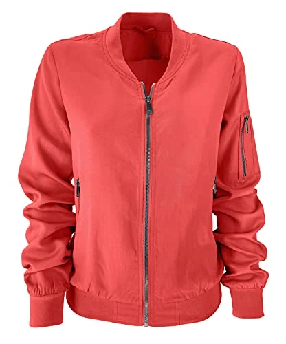 Women's Casual Outwear Zipper Bomber Jacket; Various Items & Styles - Red - L