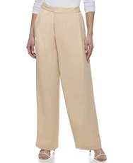 Women's Casual Pockets Pleated Jacket Dress Pants, Sand, 14 Women's Casual Pockets Pleated Jacket Dress Pants, Sand, 14