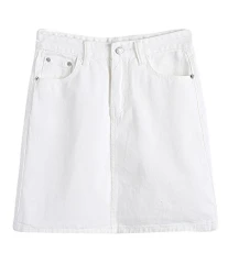 Women's Casual Pure Color Mini Skirts High Waist Denim A-line Short Skirt White 3XL