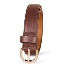 Women's Casual Skinny Jeans Belt with Single-Prong Buckle (Available in Plus Size), Brown, L