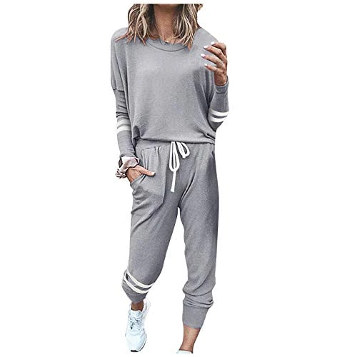 Women's Casual Summer Tracksuit Two-Piece Running Suit Running Suit Loose Outfit with Pocket Home Jumpsuit Woman Wide Home Jumpsuit Set, grey, M