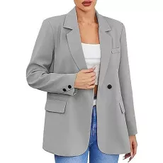 Women's Casual Winter Temperament Blazer Ladies Oversized Plus Size Overalls Ceremony Jacket Winter Women Short Lapel Top, grey, 3XL