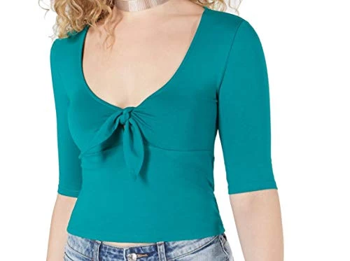 Womens Celina V-Neck Tie-Front Top Green US M