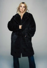 Womens Charcoal Long Fluffy Coat Womens Charcoal Long Fluffy Coat