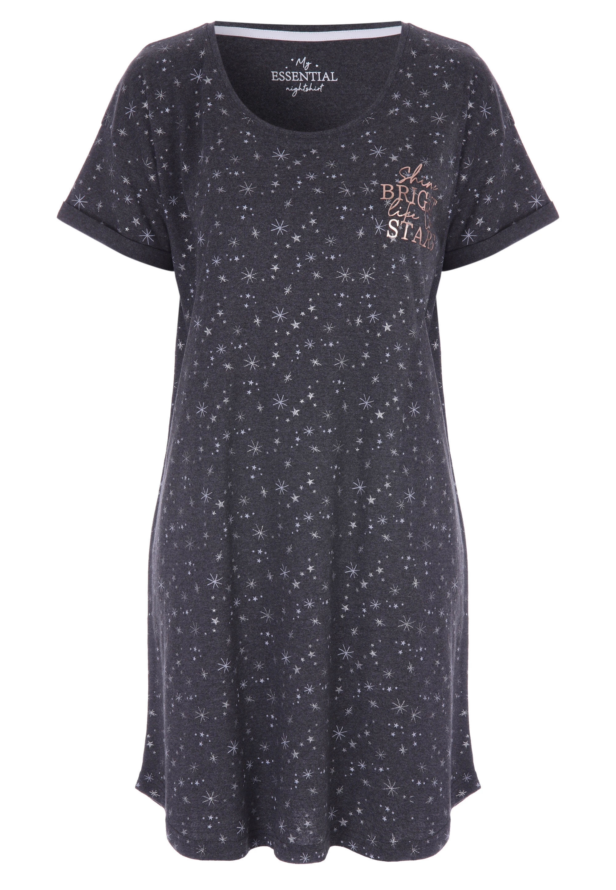 Womens Charcoal Star Print Essential Nightdress