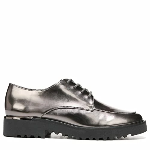 Womens Charles Faux Leather Oxfords, Pewter, 7 UK