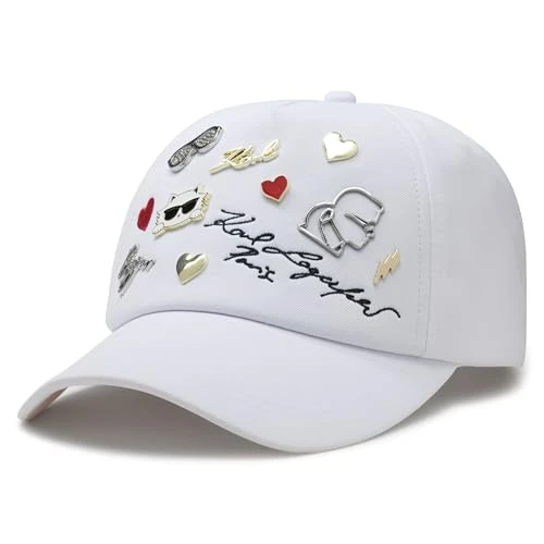 Women's Charms Baseball Cap Pins Hat Beanie, White, One Size