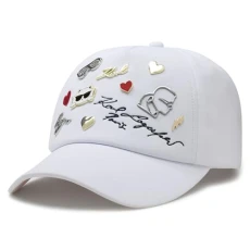 Women's Charms Baseball Cap Pins Hat Beanie, White, One Size Women's Charms Baseball Cap Pins Hat Beanie, White, One Size